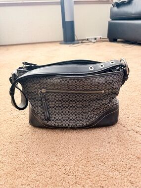 Coach Gray/Black Signature Canvas Shoulder Bag